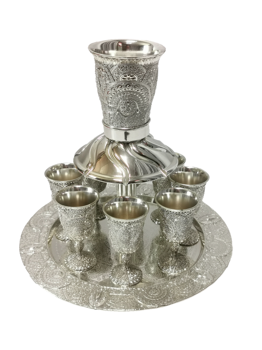 Silver Plated Kiddush Fountain with Lacquer