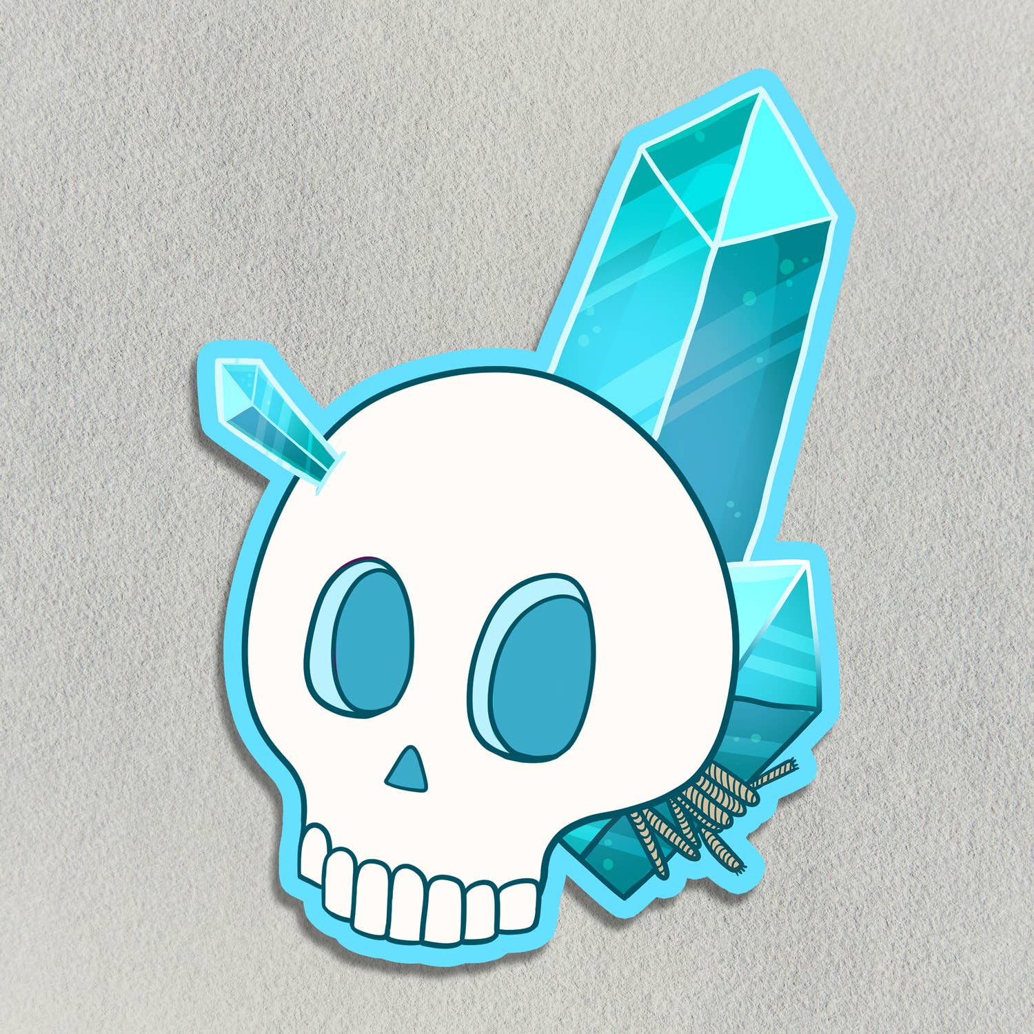 Teal Crystal Skull Sticker - Arcana