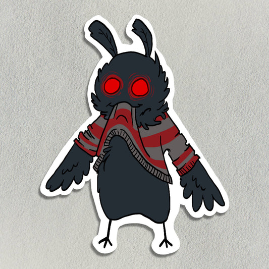 Mothman Eating His Own Sweater Vinyl Sticker