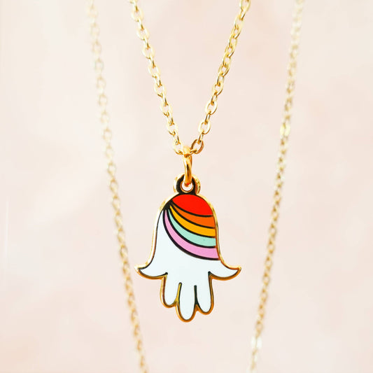 Rainbow Hamsa Necklace