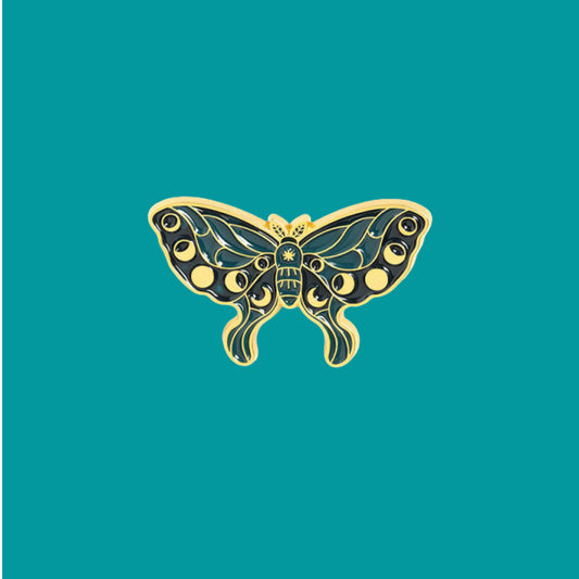 Moon Phase Moth Enamel Pin