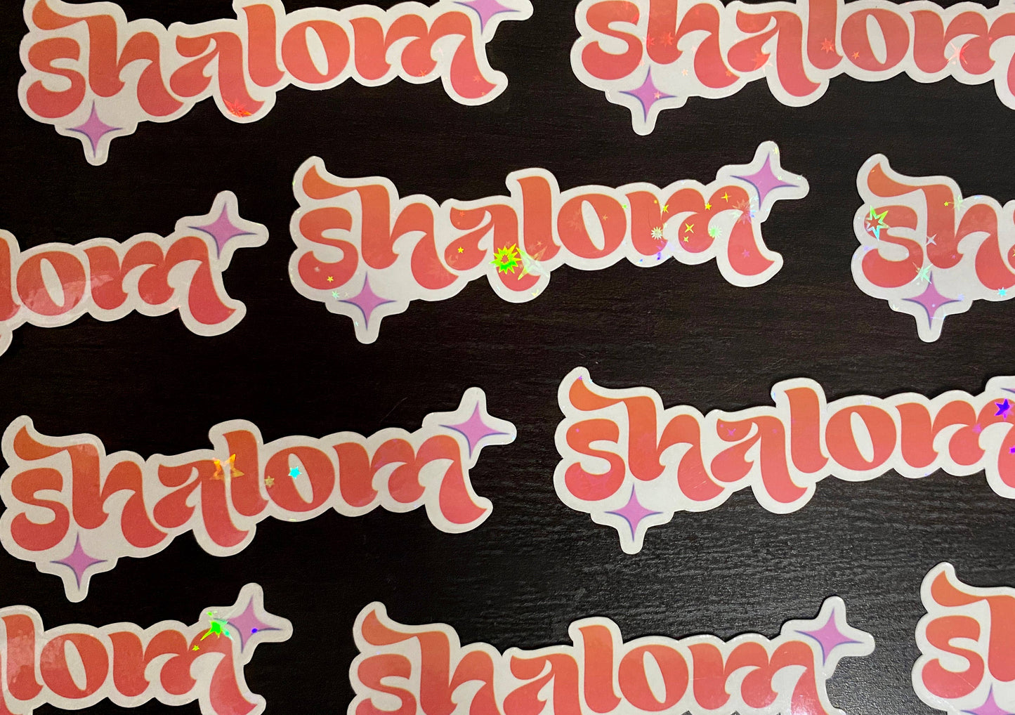Shalom Holographic Vinyl Sticker in Pink