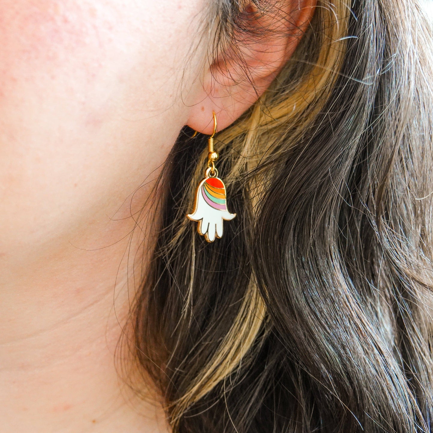 Rainbow Hamsa Earrings