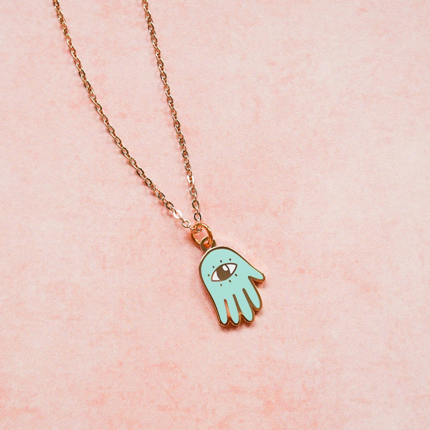 Aqua Hamsa Hand Necklace