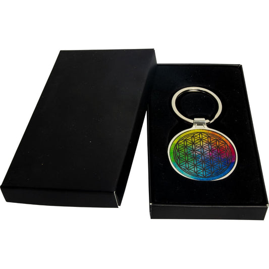 Rainbow Flower of Life Key Chain